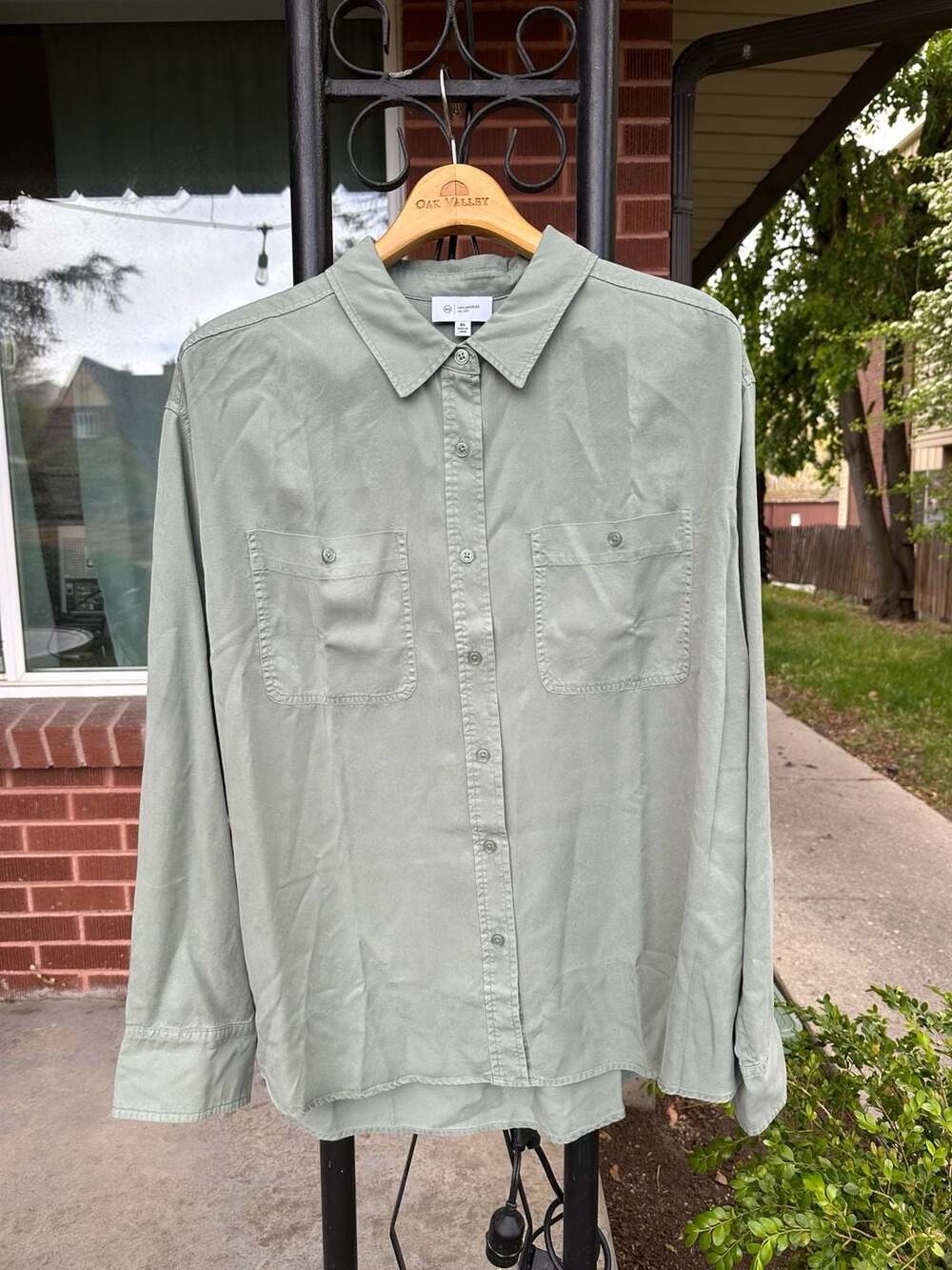 AG Jeans Leny Relaxed Tencel Button-Up Shirt Sage Green Size XL